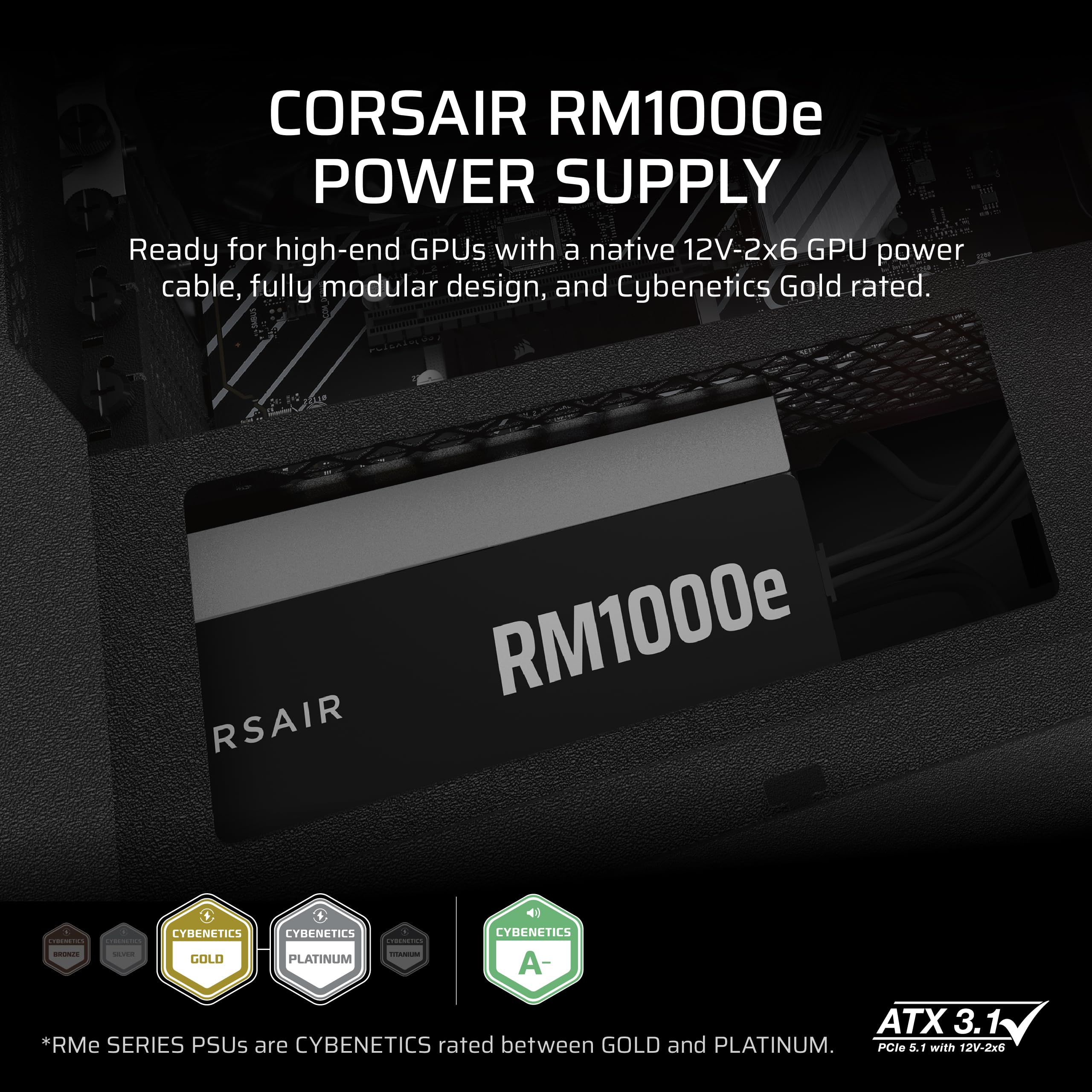 Corsair RM1000e 2025電源ユニット 1000W RMe Series RM1000e Fully Modular Low-Noise ATX Power Supply